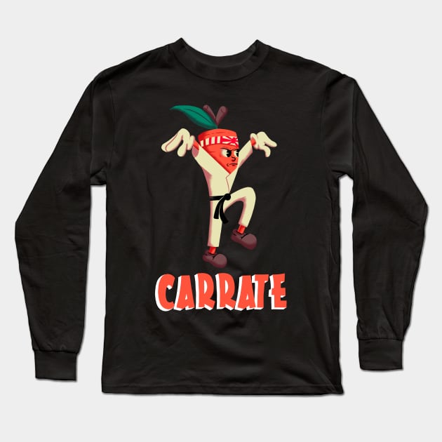 Martial Arts Karate Carrot Cartoon Long Sleeve T-Shirt by QuePedoStudio